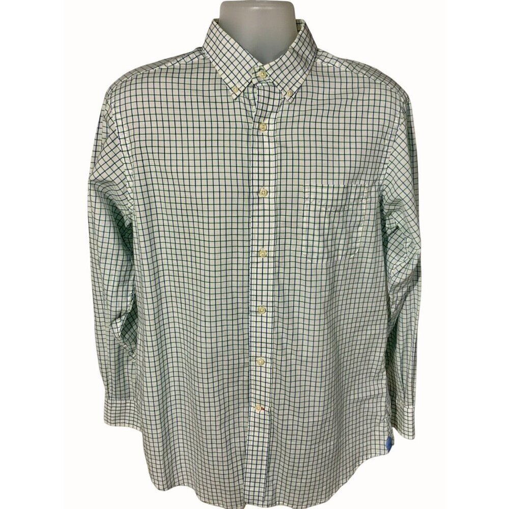 Cremeiux Classics Mens Checkered White Green Button Up Long Sleeve Shirt Medium